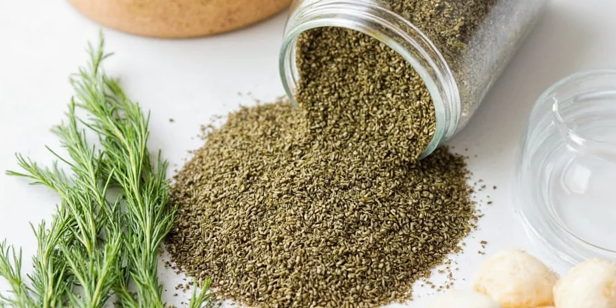 A variety of dishes featuring dill seed, including pickles, bread, and meat rubs.