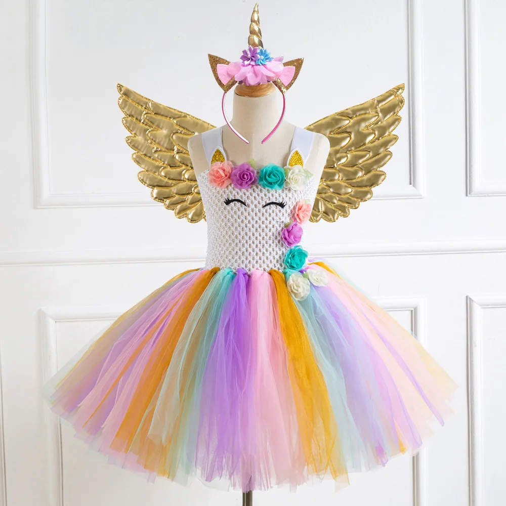 Princess Girls Party Dress Children Kids Halloween Unicorn Costume 3