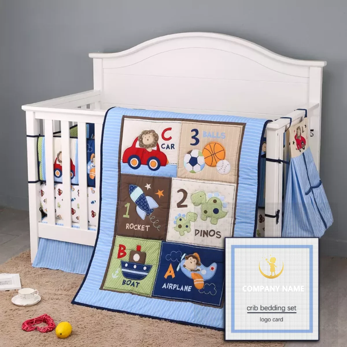 Blue Crib Bedding Sets For Boys 7 Piece Travel Car And Airplane For Baby Buy Bedding Sets For Kids Navy Blue Bedding Set European Baby Bedding Set Product On Alibaba Com