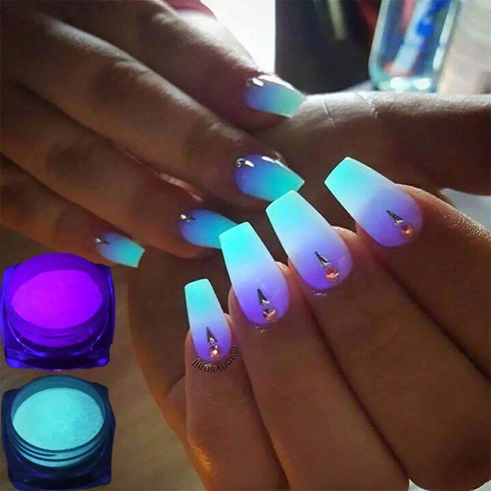 

2boxes/set Neon Phosphor Powder Nail Glitter Powder 12 Colors Dust Luminous PiGMent Fluorescent Powder Nail Glitters Glow in the