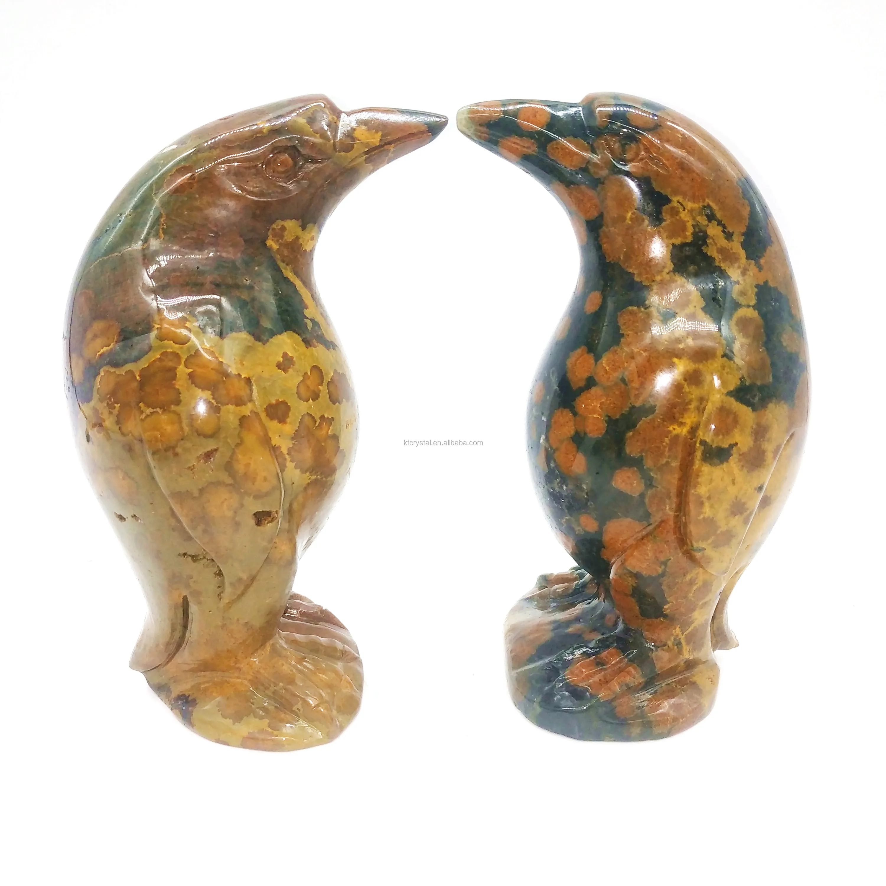 

Natural Quartz Crystal Penguin Engraving Ocean Jasper Penguin Crystal Carved For Home Decoration
