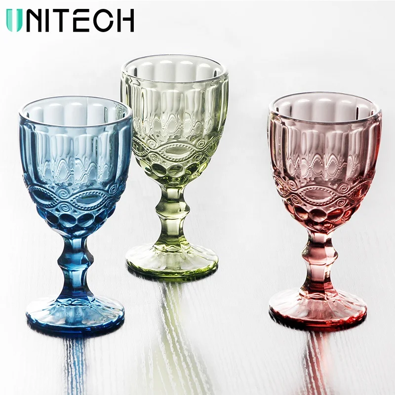 

Wholesale Drinkware Color Customized Glass Goblet, Transpaent or color customized
