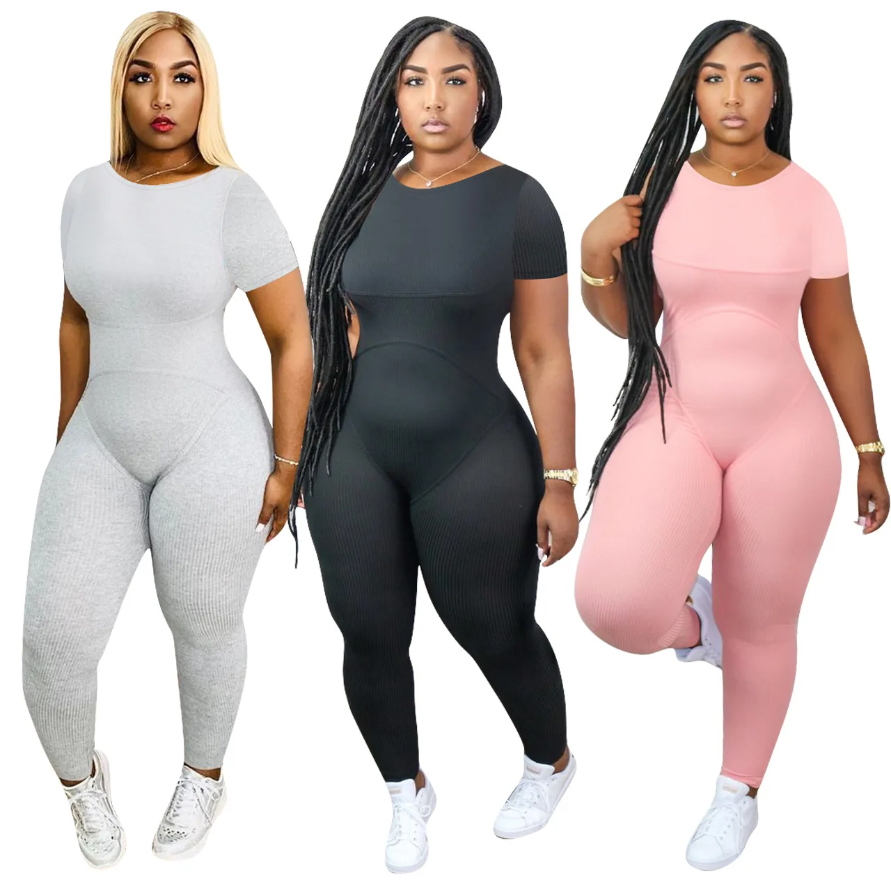 

KME628 2020 New Summer Plus Size Outdoor Knit Running Sport Jumpsuit For Women