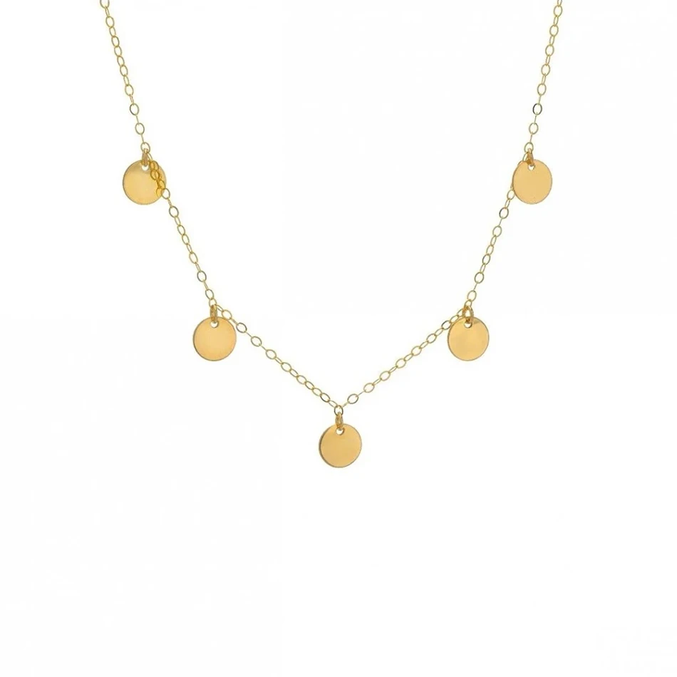 

Trendy Band Brass Jewelry 18K Gold Plated Coin Charm Choker Necklace For Women