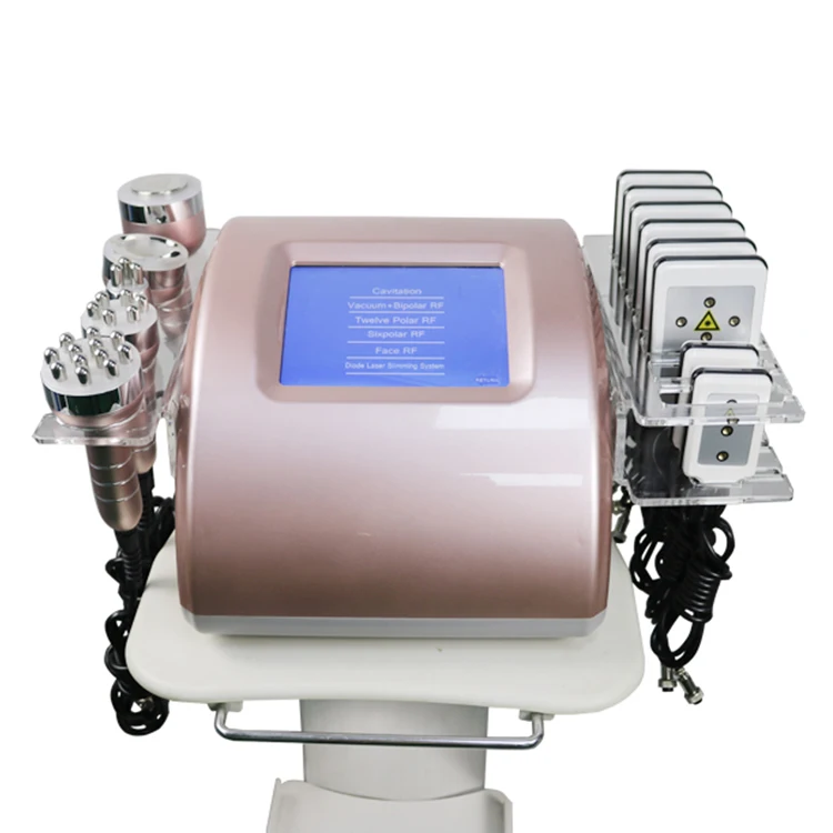 

Face Lifting Rf Skin Rejuvenation Facial High Quality Radio Frequency Cavitation Rf Vacuum/ Rf Cavitation Vacuum System, Rose gold