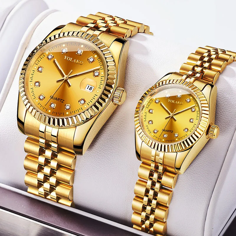 

Couple Watch Top Brand Luxury Fashion Diamond Ladies Wristwatches Stainless Steel Gold Mesh Strap Lovers quartz watches