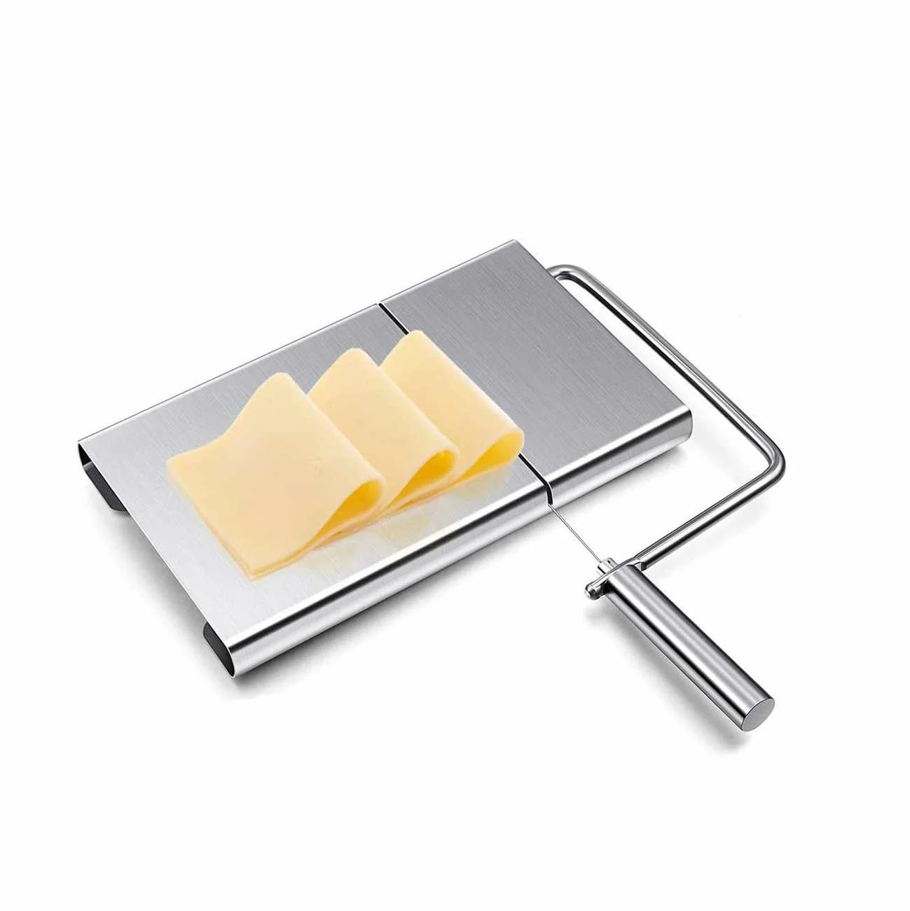 

Perfect for Hard and Semi Hard Cheese Butter Stainless Steel Cutter with Wire Cheese Board Slicer, Silver