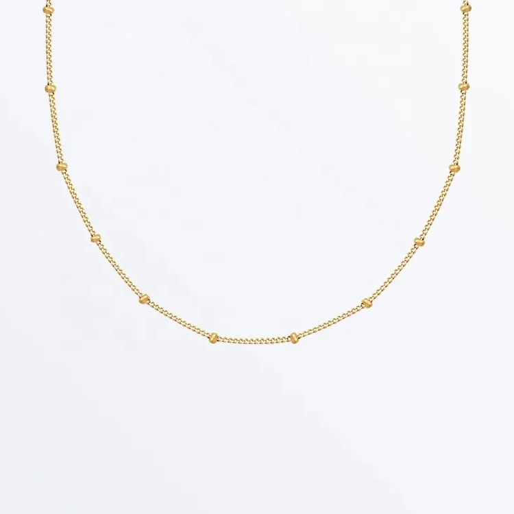 

Delicate Beaded Link Chain Necklace Jewelry Stainless Steel 18K Gold Plated Waterproof Dainty 2mm Bead Chain Necklace