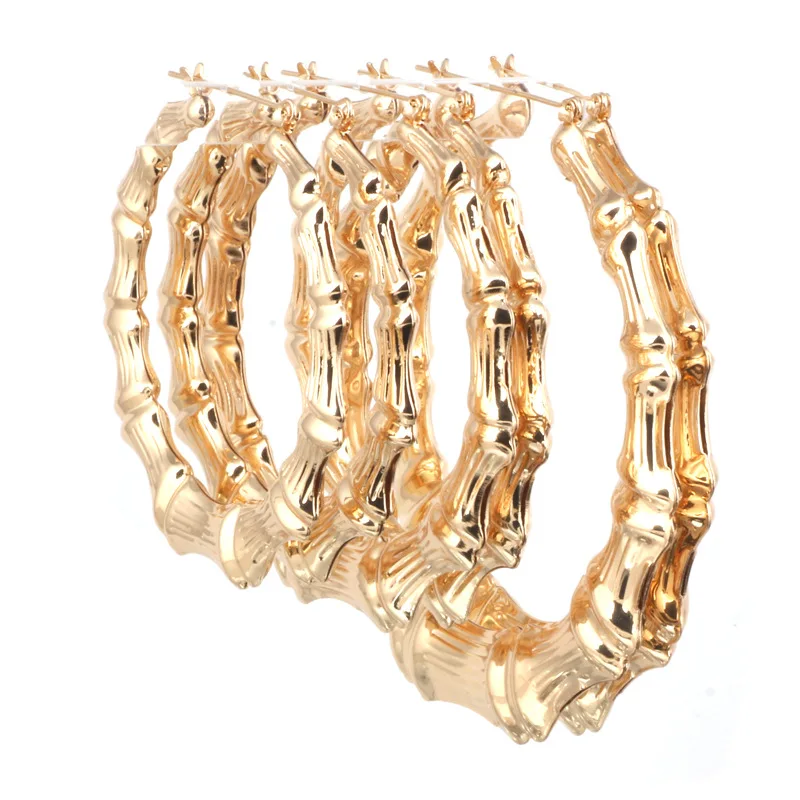 

Shangjie OEM Anillo Bamboo joint gold plated gold hoop earrings bamboo earrings artificial earrings, Gold/sliver