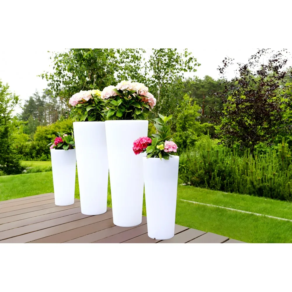 Solar-Charged LED Illuminated Large Plastic Flower Pots Garden Patio Planters Restaurant Landscape Hotel Decorations Planting