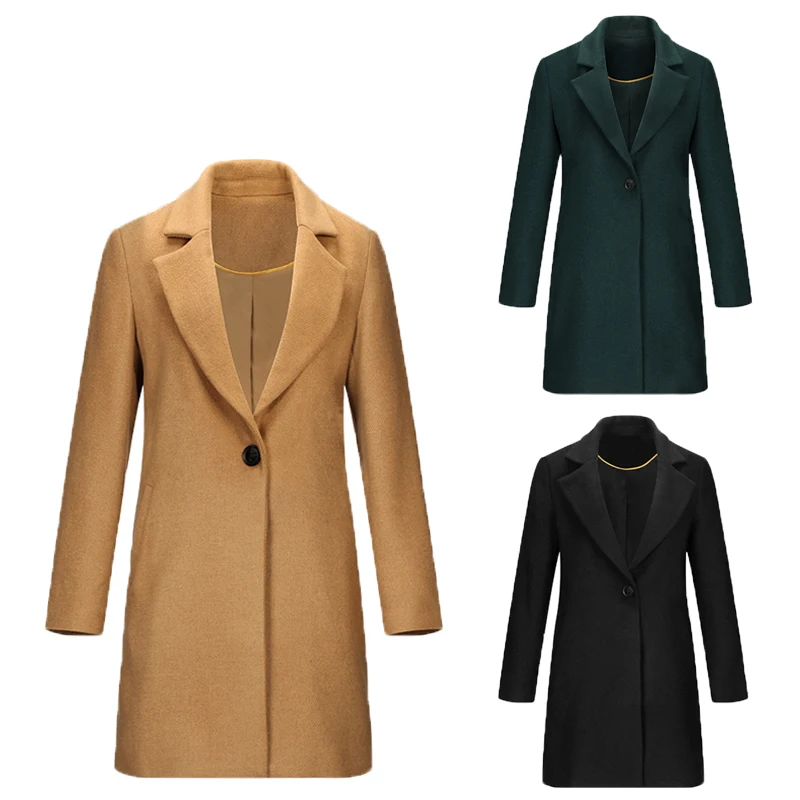 2020 Spring Autumn Winter Women Wool Cashmere Fabric Coat Long Sleeve Coat Elegant Coats