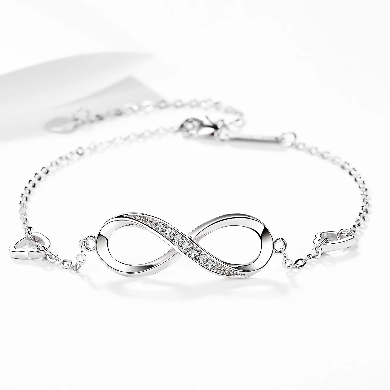 

Tarnish Free Jewelry Infinity Love Hearts Charm Bracelet 925 Silver Bracelet Sterling for Women Adjustable