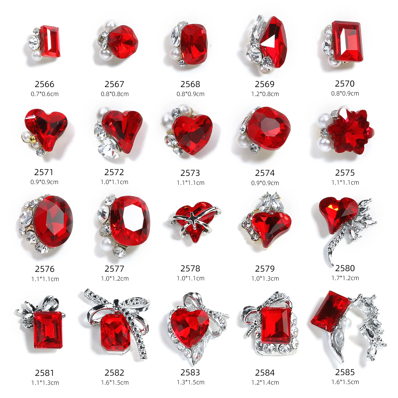 Misscheering New Year nail art red pile diamond heart rock sugar fat square Christmas red snowflake alloy diamond jewelry