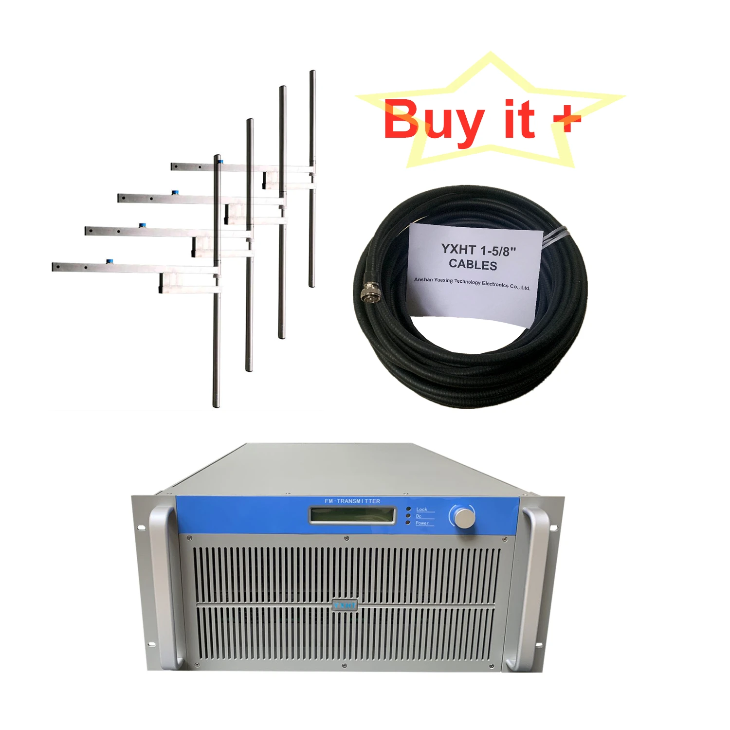 

3KW FM Radio Broadcast Transmitter + 4-Bay Antenna + 30 Meters Cables with Connector 3 sets of Equipments for Radio Station