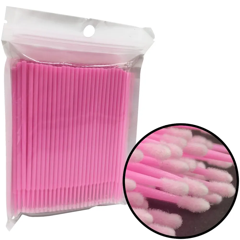 

100PCS/Lot Disposable Eyelash Brushes Swab Microbrushes Eyelash Extension Tools Individual Eyelashes Removing Tools Applicators, Pink,blue,pink,purple