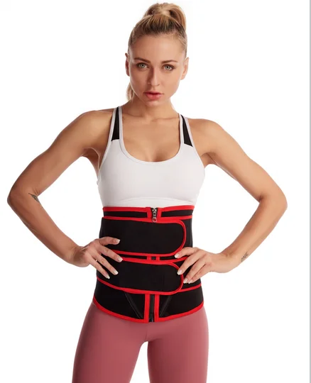 

Double Strap Neoprene Belt Corset Custom Men Women Latex Private Label Waist Trainers, Red,black