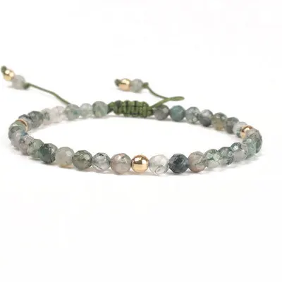 

4mm natural colorful round stone beads Braided adjustable bracelets with alloy beads for men, Picture