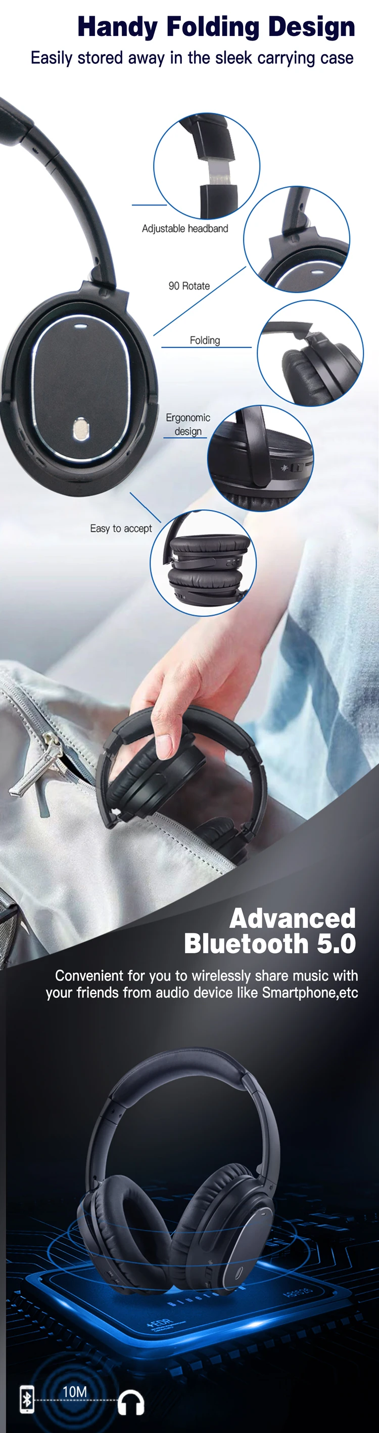 High Quality Noise Cancelling Headset Foldable Auriculares - ANKUX.COM