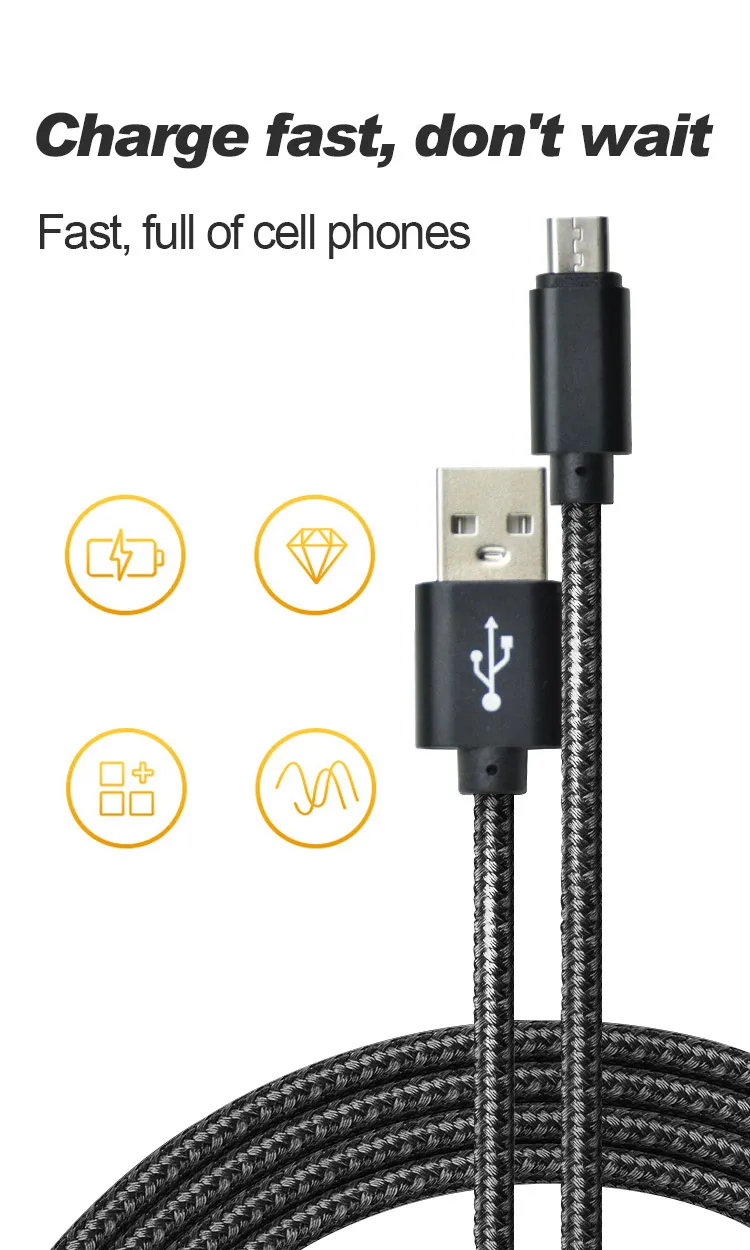 SIPU Wholesale Quality For iPhone USB Cable Charger 2M Micro type c USB Data Cable For Samsung Android mobile - ANKUX.COM
