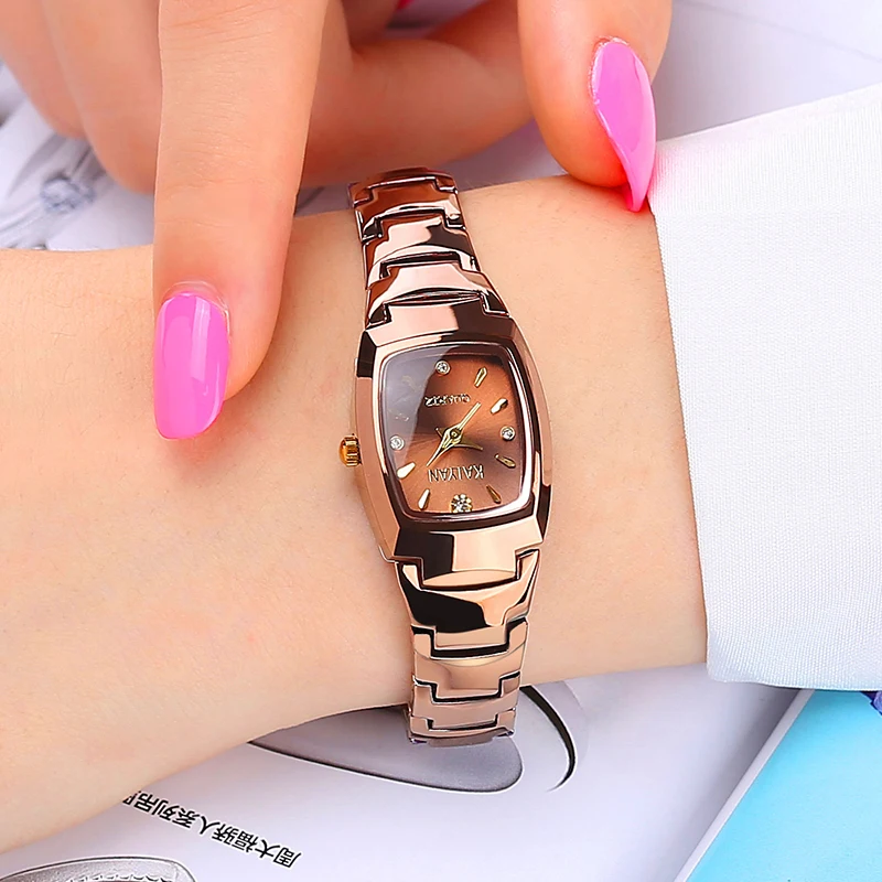 

Likeu Hot sale Women's Watch Alloy Quartz Ladies Rose Gold Wrist Watch Waterproof 3ATM Tungsten steel color