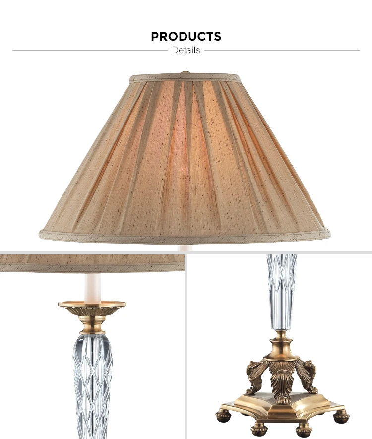 brass base crystal table light