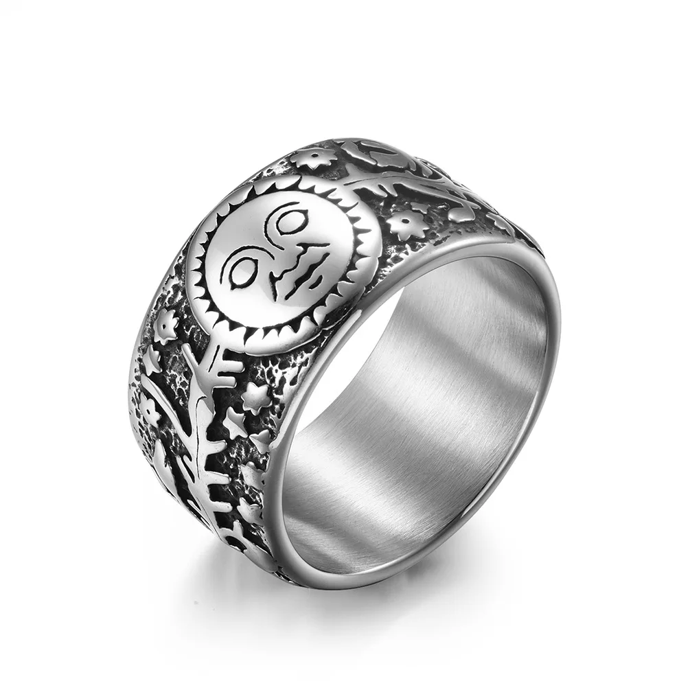 

Bohemian vintage stainless steel sun moon stars men finger ring