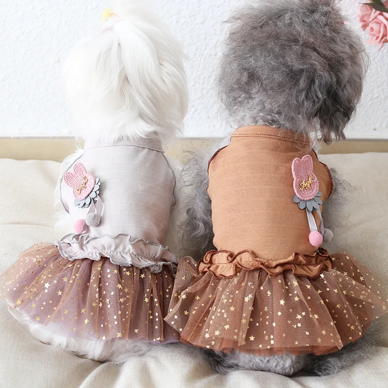 

wholesale Pet Dog Clothes Designer Little Rabbit Star Gauze Skirt Dog Summer Clothes Dog Tutu Dress, Customized color