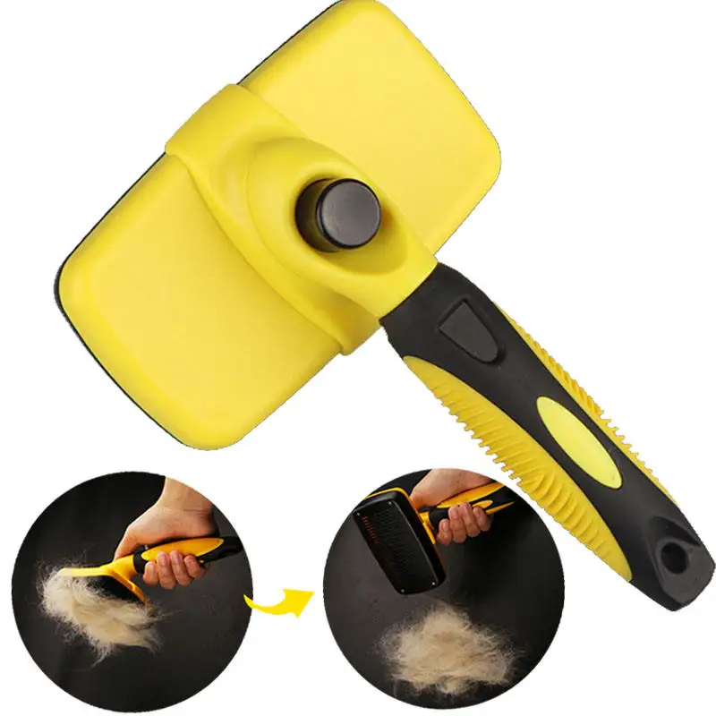 

One Button Clean Slef Cleaning Pet Hair Grooming Dog And Cat Slicker Brush