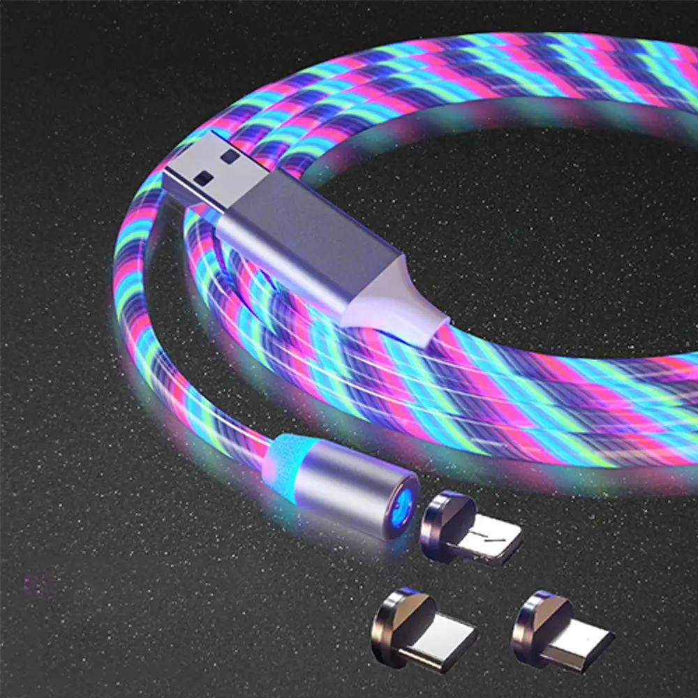 

Multi 3 in 1 LED Flowing Shining Fast Charge Magnet Charger Cable