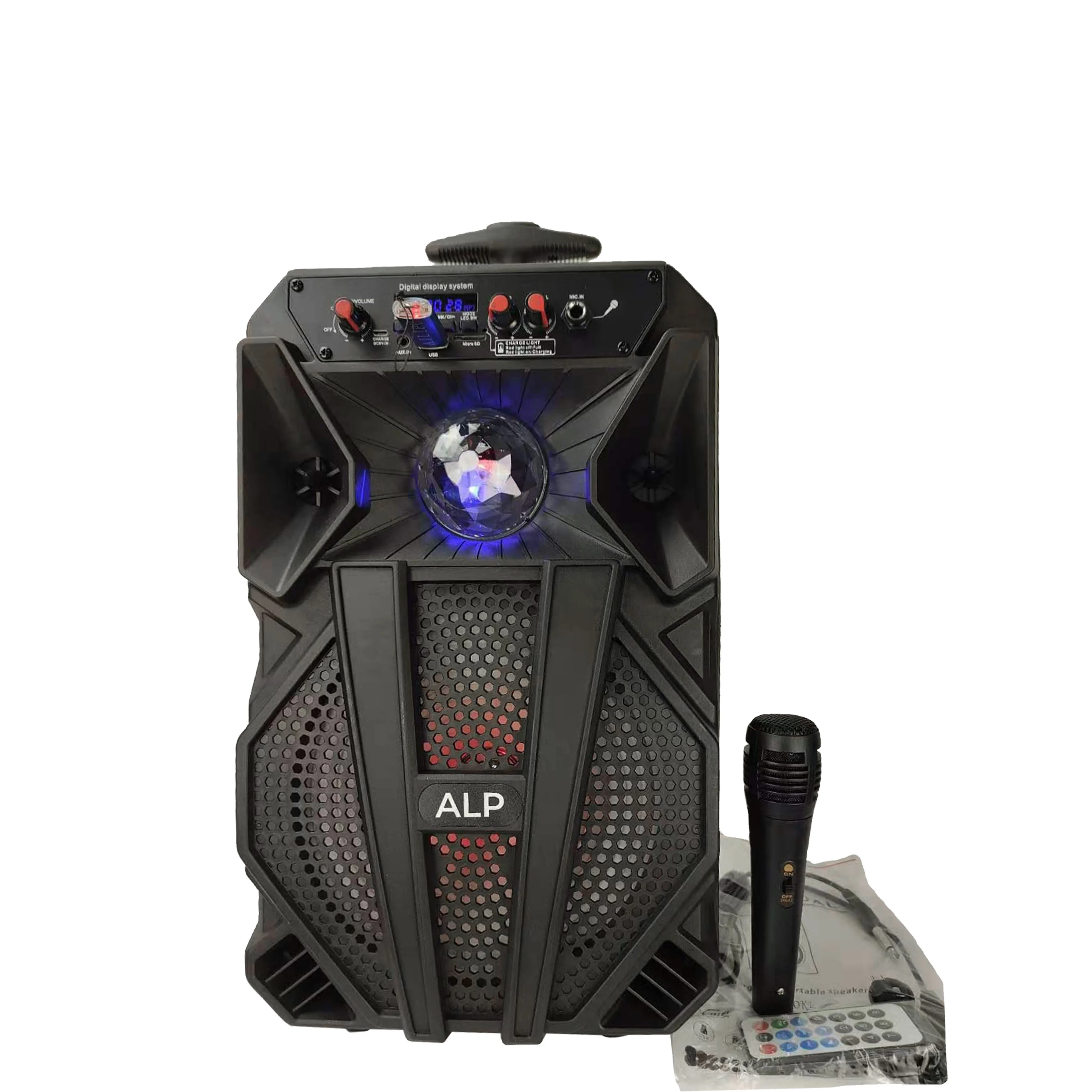

2021 well selling 8 inch High quality outdoor Music party player DIsco light Wireless Portable Speaker, Black