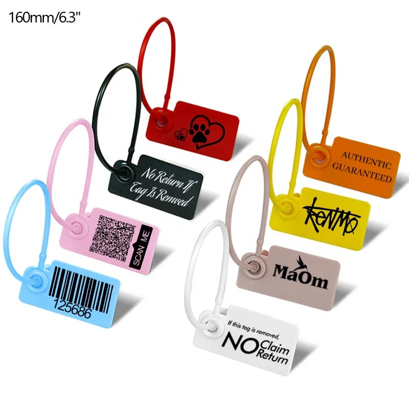

Custom Hang Tag Plastic Disposable Garment Price Brand Logo Gift Retail Security Label Tags for Clothes Shoes, Multiple colors