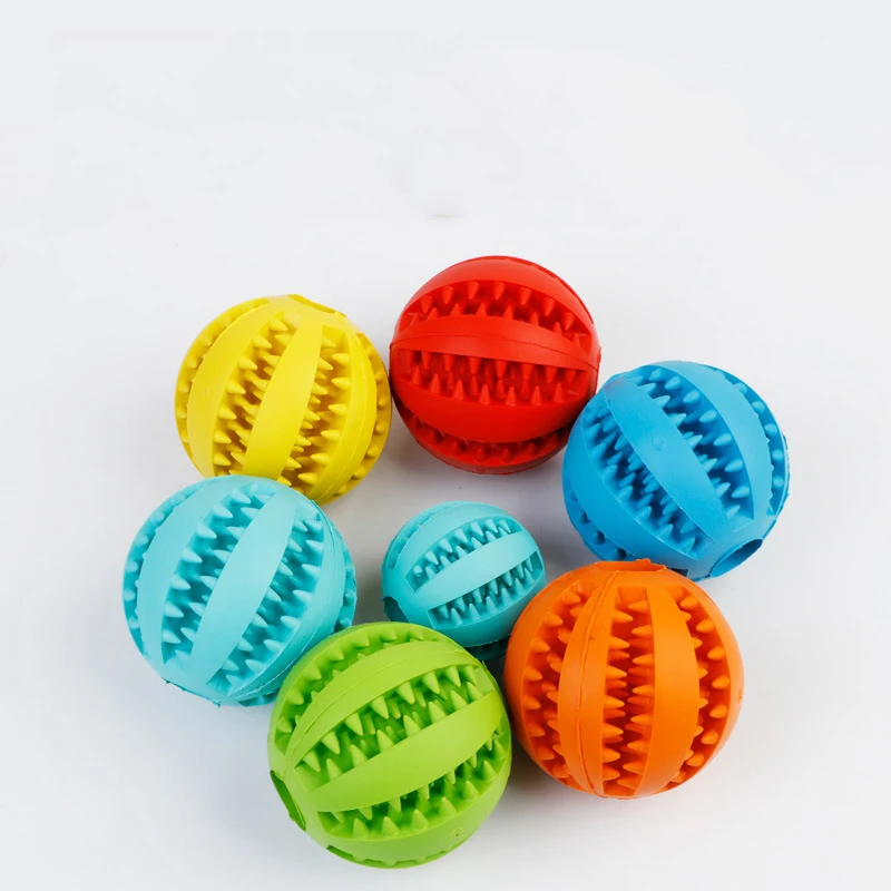

Dog Chew Toy Balls Durable Soft Rubber Non Toxic Bite Resistant Pet Food Treat Feeder Tooth Cleaning Ball Toys, Sku01-sku06