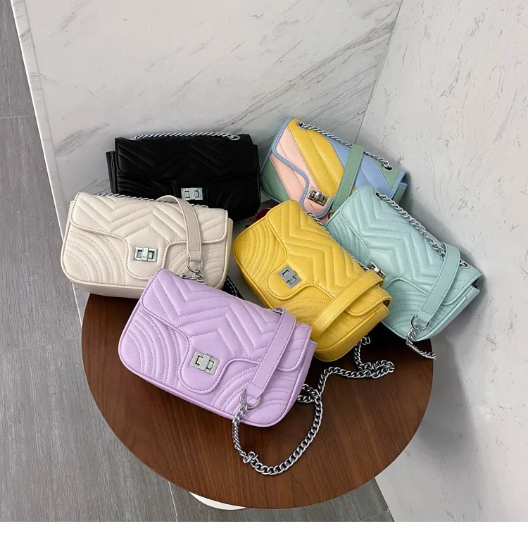 

fashion hit color summer chain square quilted sling crossbody bags women purses handbags