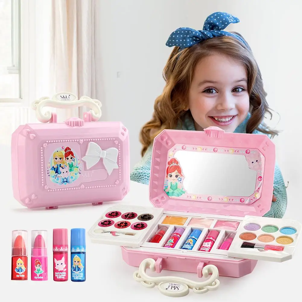 

23pcs Cosmetics Makeup Toys Set Pretend Play Princess Girl Beauty Safety Non-toxic Dressing Cosmetic Frozen Toys