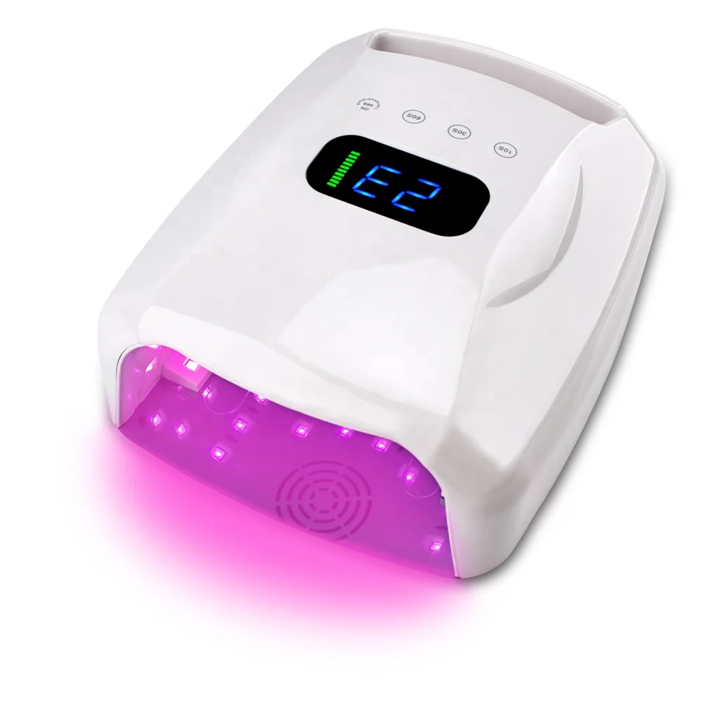 

2021 New High Power 96W Charge for 2.5 hours use for 12 hours RED light Cordless LED UV Nail Lamp with Private label