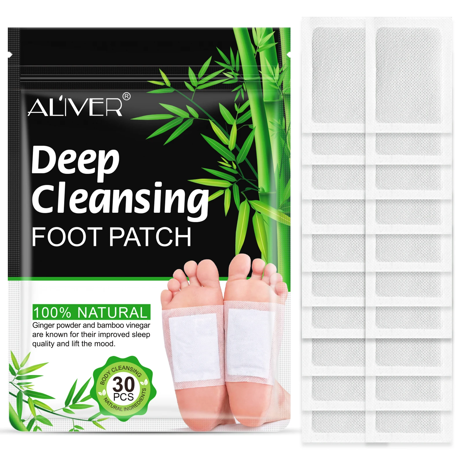 

ALIVER 30pcs Warmer Relax Body Deep Cleansing Foot Patch Natural Herbal Health Detox Foot Patches