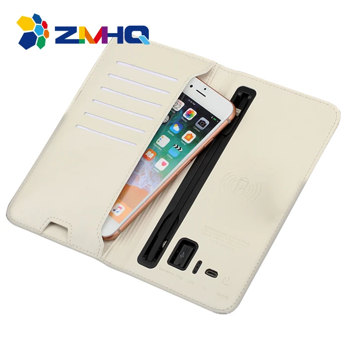 

power bank charging wallet with wireless charger, Black & white