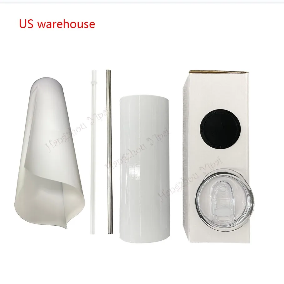 

Free shipping US warehouse Skinny drinking cup 304 double walled Stainless steel 20oz all straight sublimation blanks tumbler