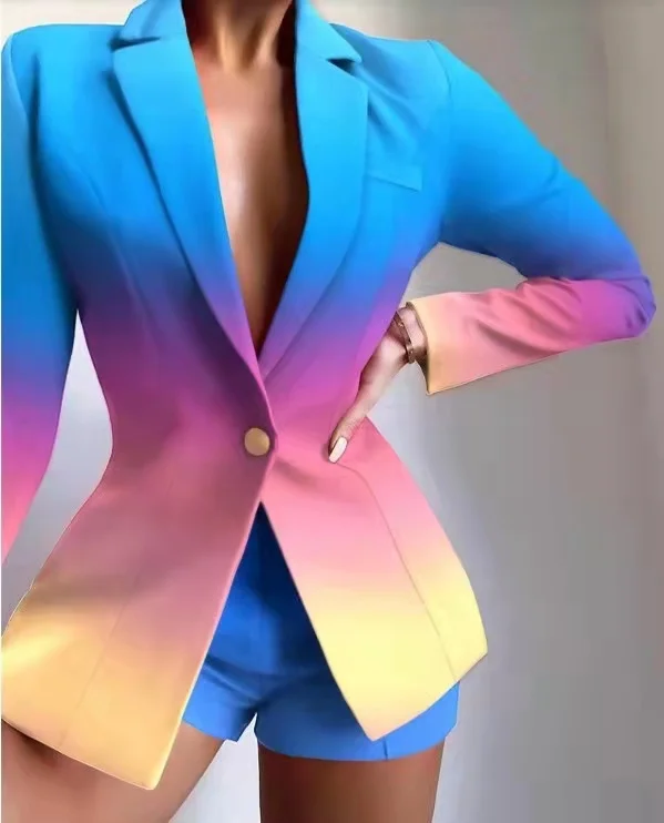 

Hight Quality Ladies Blazer Suits Office Wear Women'S Two Piece Blazer Short Set Casual Business Professional Office Suit, Picture color