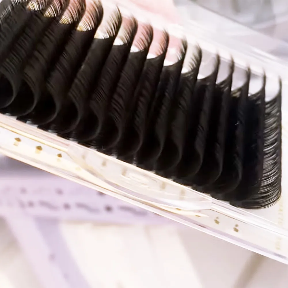 

QCLASHES Supplier Handmade Premium Mink Lashes 25mm 0.03 Mega Volume Lash Extensions, Matte black