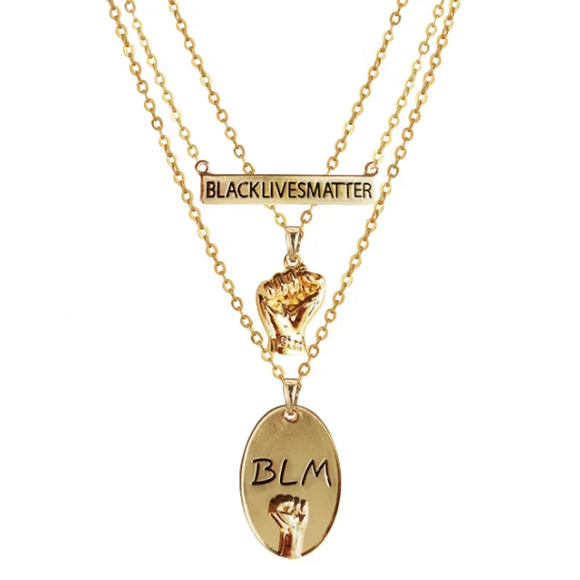 

Fist blm necklace jewelry gold plated black lives matter movement necklace, As pictures