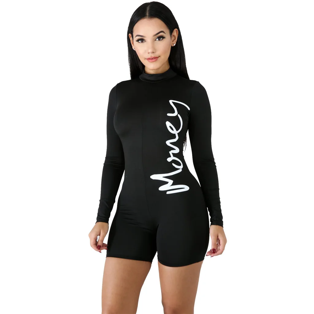 

Alphabet Black Sexy Womens Apparel Jumpsuit, Black, orange