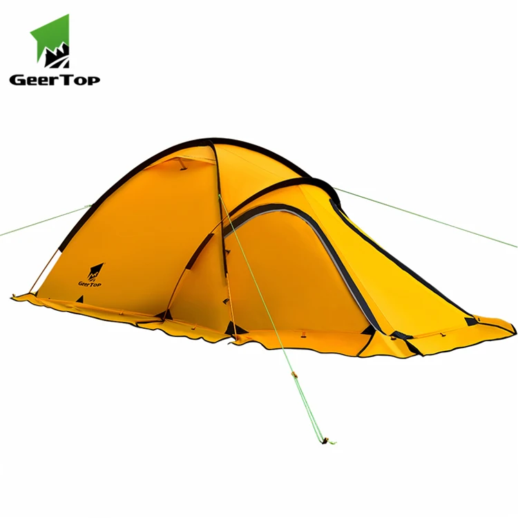 

Geertop Two man 2 person four season double layer hiking light weight back packing alpine tent, Red/ yellow