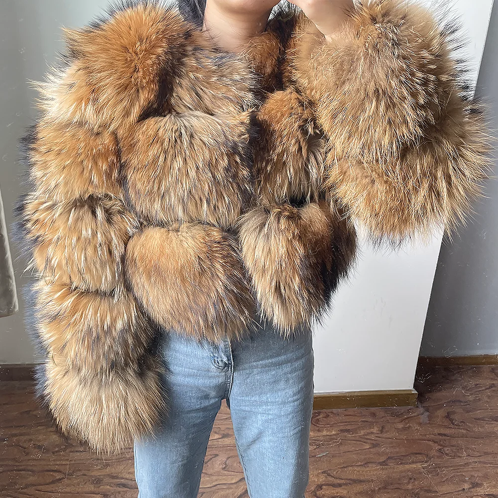 

Black Friday Sale QIUCHEN QC1862 2021 HOT SALE Winter Women Warm Cropped Jacket Fashion Real Fox Raccoon Fur Coat, Customized color