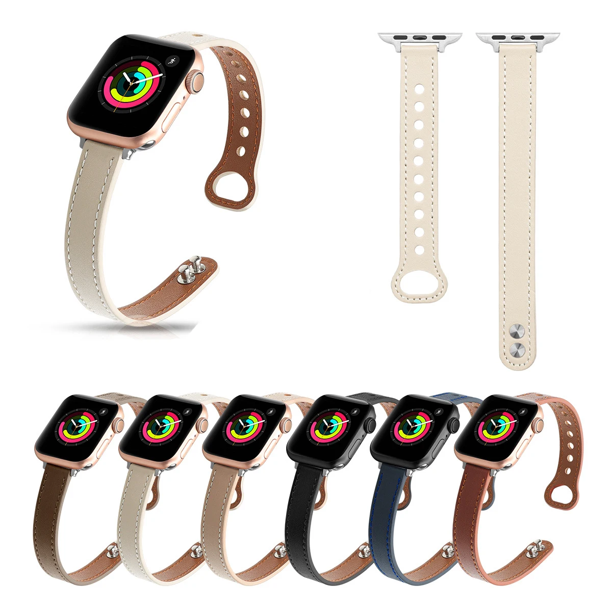 

Women Girl Thin Correa Wrist for Apple Watch Band Slim Leather Strap for iwatch Series 6 5 4 3 2 se Bands