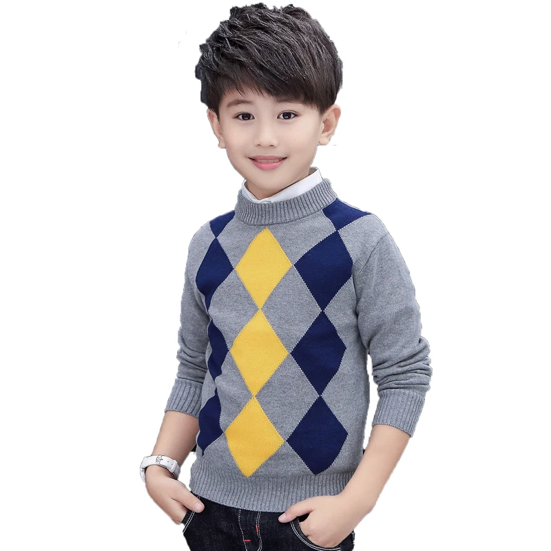

baby boy sweater designs rhombus pictures children knitwear 10years pullover