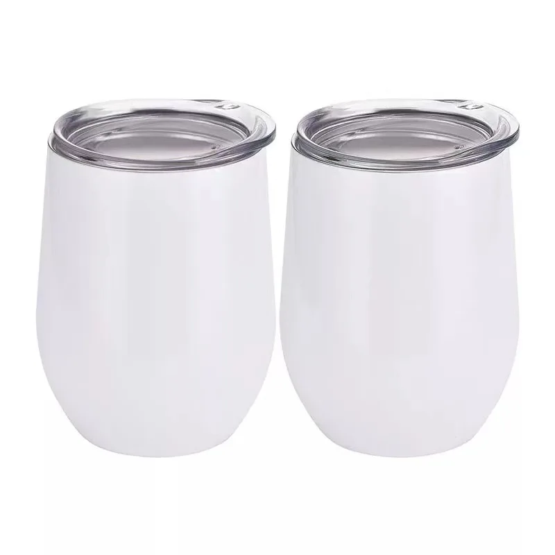 

US Warehouses Sublimation Mug 12oz White Blank Wine Tumbler With Waterproof Lid Stainless Steel Egg Cups, Customized color
