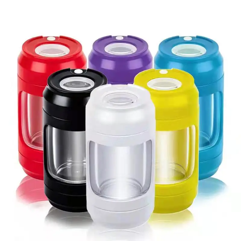 

New Arrival Custom Cookes led Airtight glass storage bottles glow mag jar With herb grinders, As picture