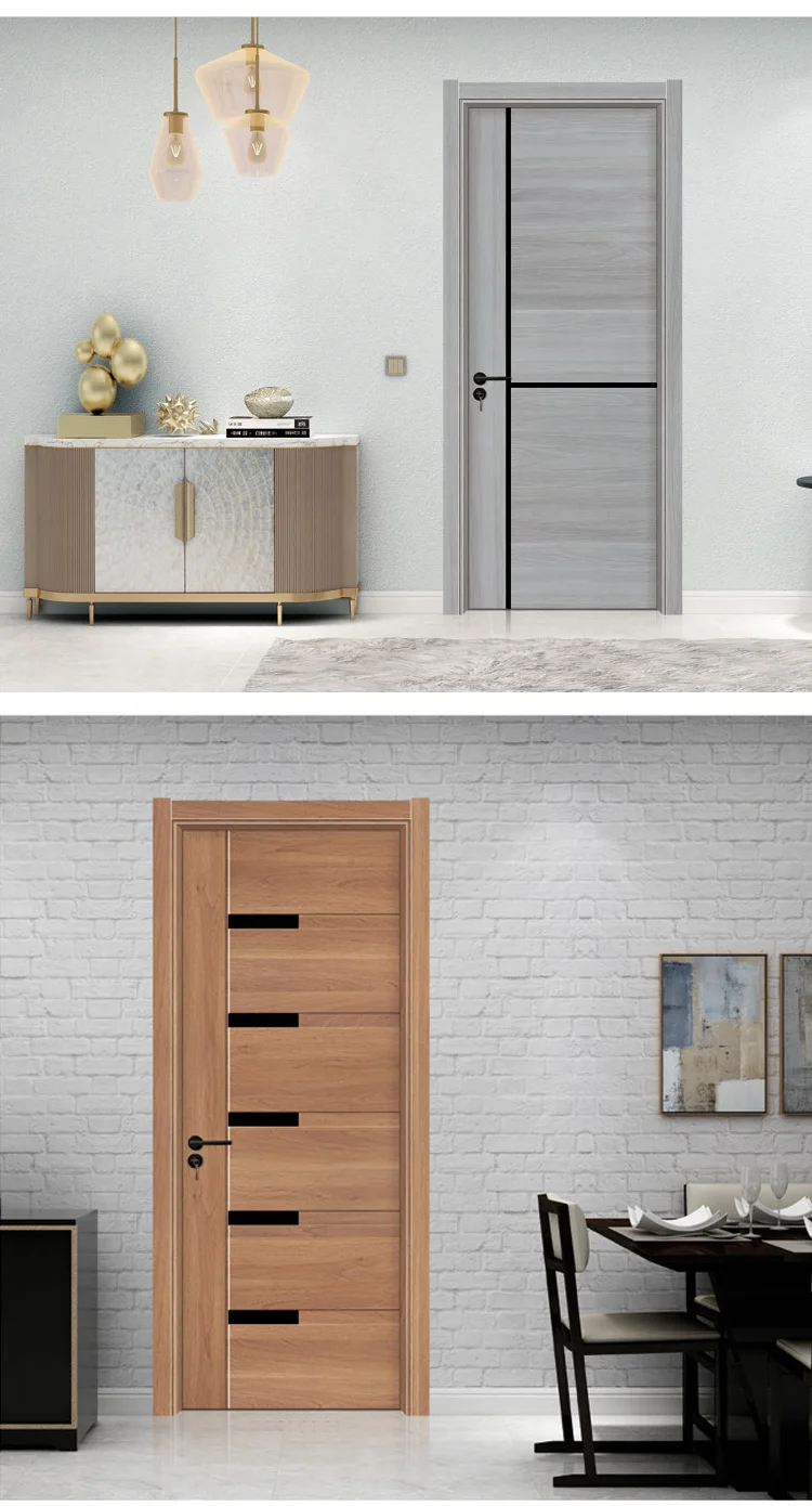 Hot Sell Brand Interior Decorative Aluminum Strip Wood Doors Aluminum French Interior Office Swing Doors