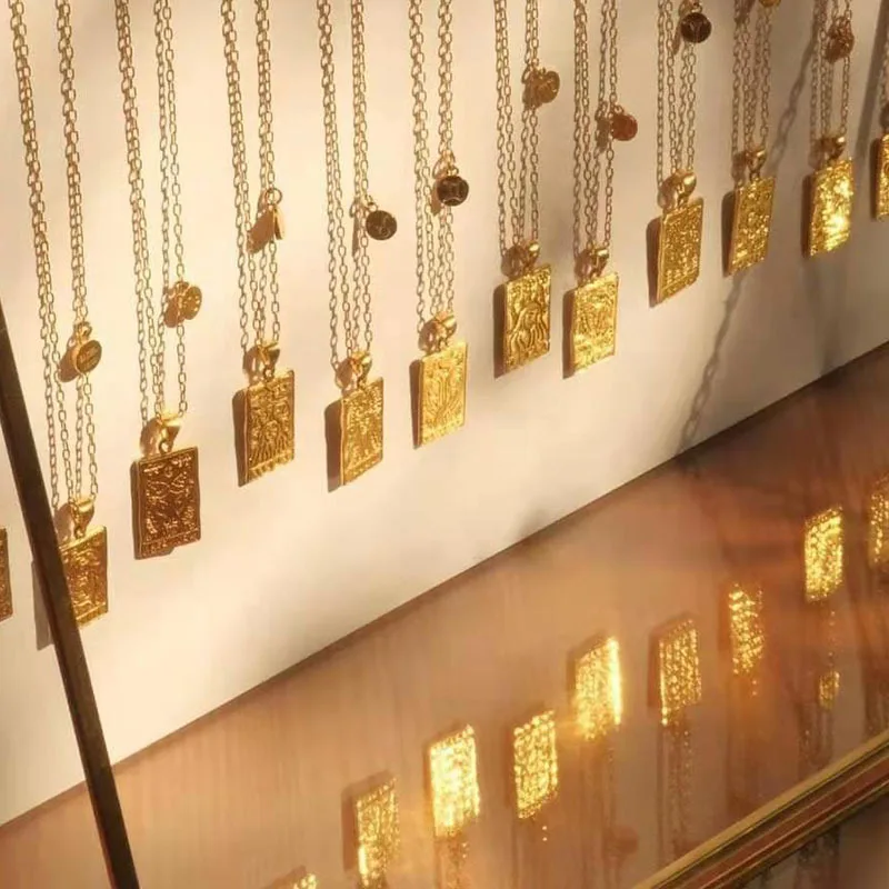 

18k Gold Plated Stainless Steel 12 Zodiac Square Pendant Necklace
